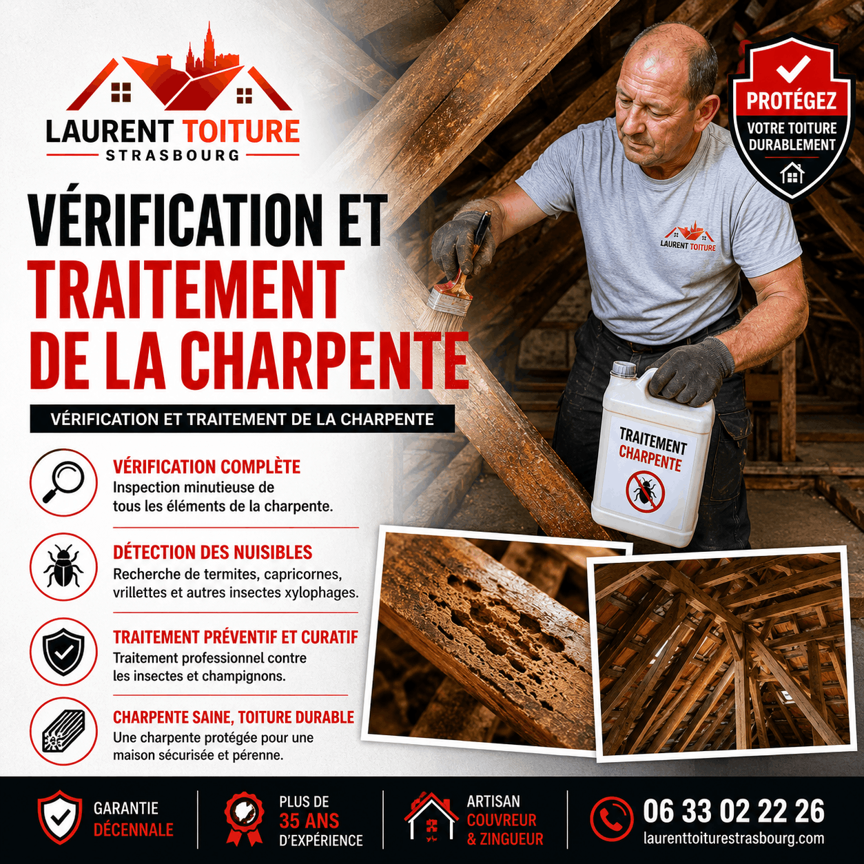 Verification et traitement de la charpente Verification et traitement de la charpente